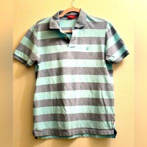 Izod mens blue and gray stripped polo shirt, size small